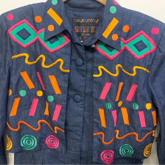 Vintage Bouillabaisse 2 in 1 Multi Color Size 12 Denim Dress. 2908-V - Picture 6 of 10